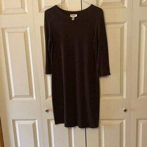 Talbots women’s shift dress 3/4 sleeves brown med. stretch office casual dressy